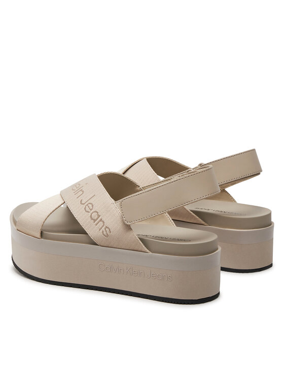 Calvin Klein Jeans Sandali Calvin Klein Jeans Flatform Sandal Sling In Mr YW0YW01362 Beige