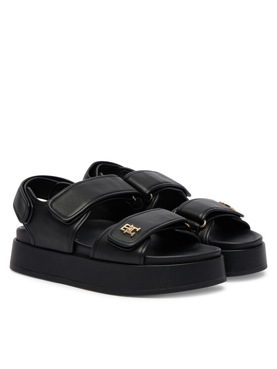 Tommy Hilfiger Sandale Tommy Hilfiger Leather Sporty Platform Sandal FW0FW09119 Negru