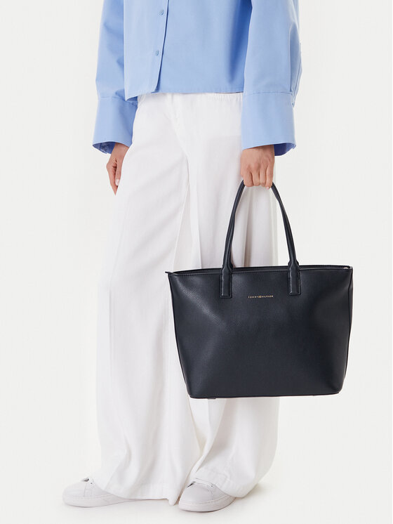Tommy Hilfiger Kabelka Tommy Hilfiger Th Logotape Tote AW0AW17449 Tmavomodrá