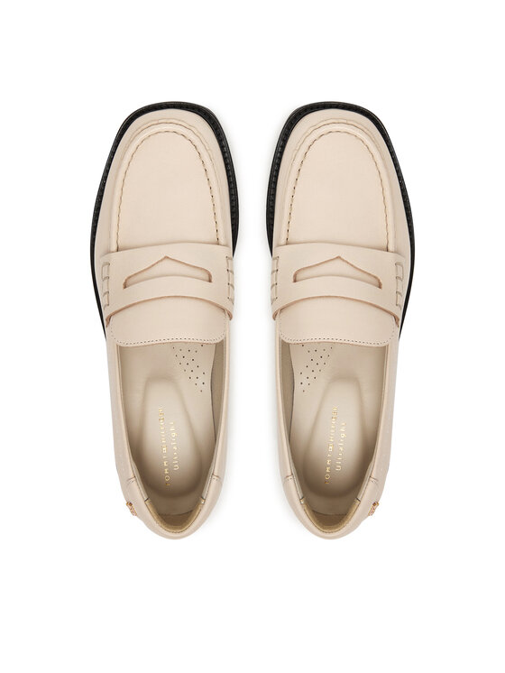 Tommy Hilfiger Loafersy Tommy Hilfiger Elettra Penny Leather FW0FW09360 Écru