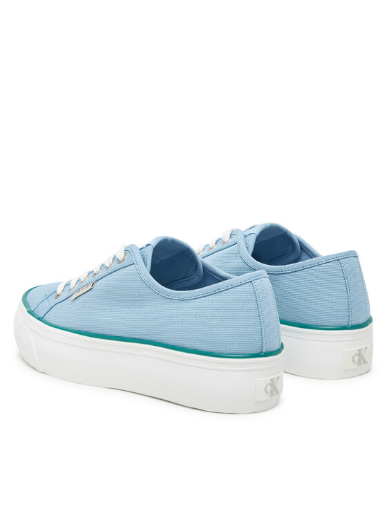 Calvin Klein Jeans Tenis superge Calvin Klein Jeans Vulc Flatform Ctn Logo Tag YW0YW01838 Svetlo modra