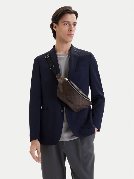 Calvin Klein Torbica za okrog pasu﻿ Calvin Klein Emblem Aop Coated Waistbag LV04D3135G Rjava