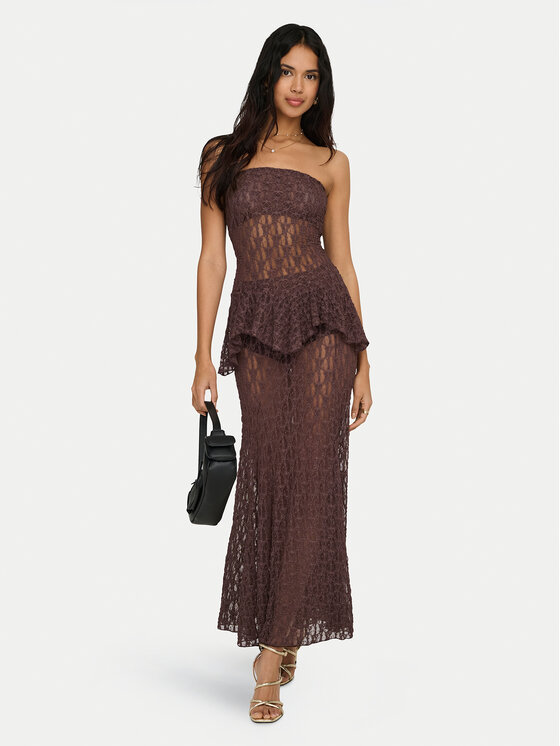 ONLY ONLY Top Aya 15375823 Marrón oscuro Slim Fit