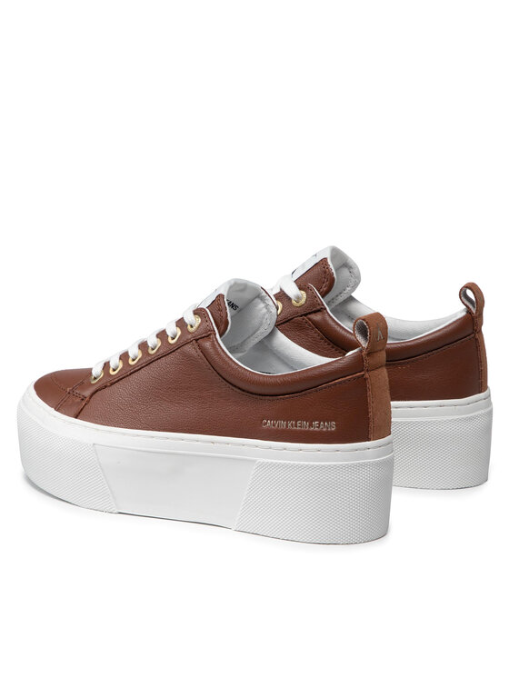 Calvin Klein Jeans Αθλητικά Calvin Klein Jeans Vulcanized Flatform Laceup L YW0YW00366 Καφέ