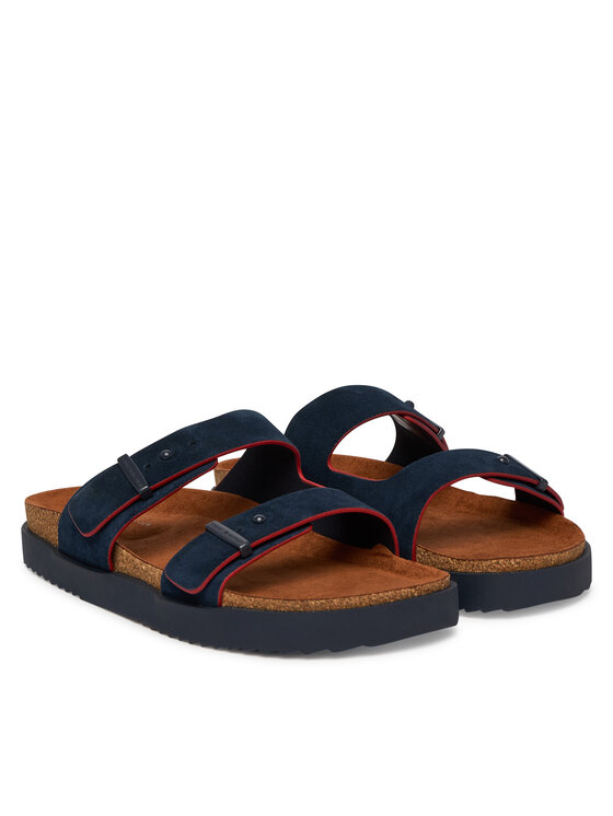 Tommy Hilfiger Παντόφλες Tommy Hilfiger Cork Adjustable Suede Sandal FM0FM05869 Σκούρο μπλε