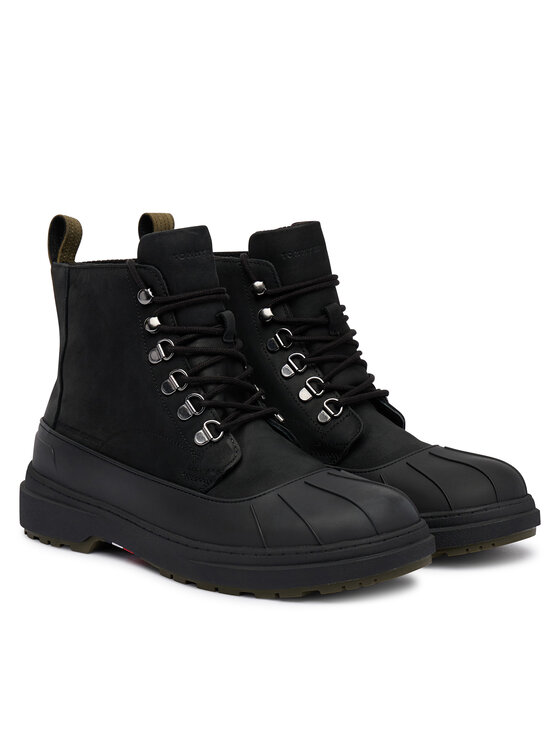Tommy Hilfiger Puszābaki Tommy Hilfiger Outdoor Rubber Lth Boot Wpm FM0FM05957 Melns