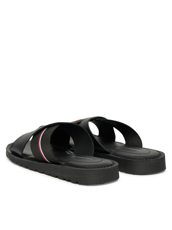 Tommy Hilfiger Klapki Tommy Hilfiger Core Hilfiger Lth Criss C Sandal FM0FM05783 Czarny