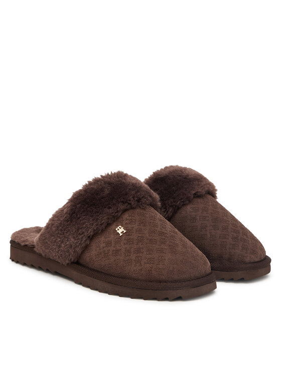 Tommy Hilfiger Papucs Tommy Hilfiger Th Premium Shearling Shoes FW0FW09947 Sötétbarna