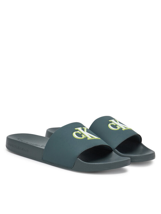 Calvin Klein Jeans Nazouváky Calvin Klein Jeans Slide Jelly Mono Pu YM0YM01281 Zelená