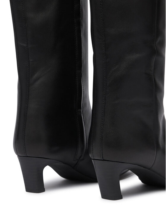 Tommy Hilfiger Csizma Tommy Hilfiger Kitten Heel Leather High Boot FW0FW09568 Fekete