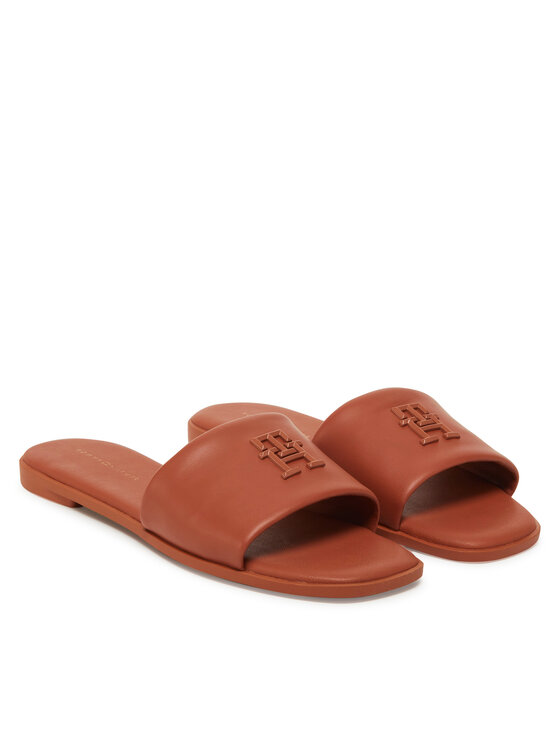 Tommy Hilfiger Natikači Tommy Hilfiger Th Logo Hardware Leather Mule FW0FW08806 Rjava