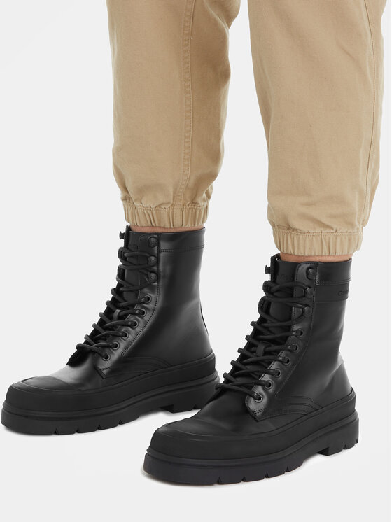 Calvin Klein Zimske čizme Calvin Klein Lace Up Boot High HM0HM01213 Crna