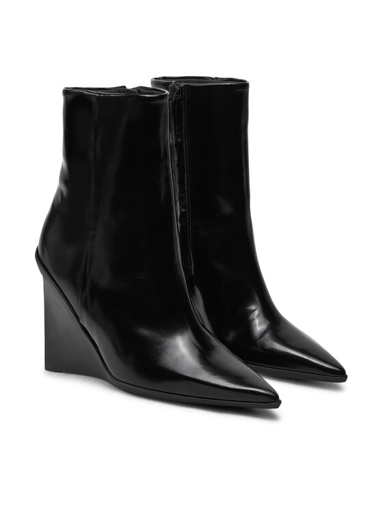 Calvin Klein Čizme Calvin Klein Wedge Ankle Boot 90 HW0HW02256 Crna