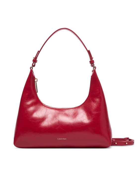 Calvin Klein Ročna torba Calvin Klein Foil Logo Glossy Conv Shoulder B LV04F3737G Rdeča