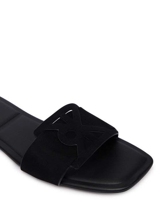 Calvin Klein Papucs Calvin Klein Square Flat Sndl Embl Suede HW0HW03055 Fekete