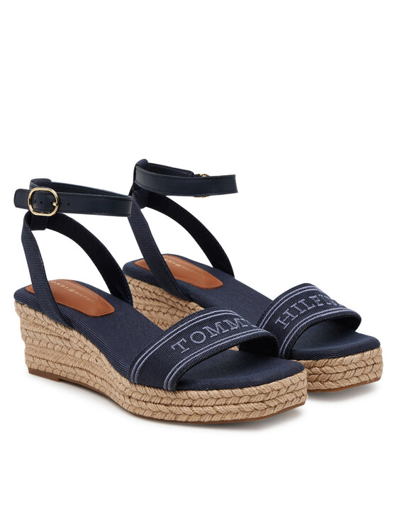 Tommy Hilfiger Espadrile Tommy Hilfiger Tommy Hilfiger Espad Mid Wedge FW0FW08805 Bleumarin