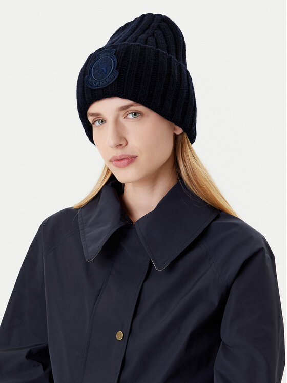 Tommy Hilfiger Czapka Tommy Hilfiger Th Crest Fluffy AW0AW18210 Granatowy