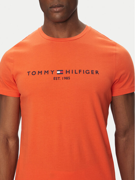 Tommy Hilfiger Tommy Hilfiger Majica Logo MW0MW11797 Oranžna Slim Fit