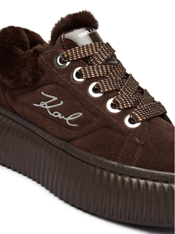 KARL LAGERFELD Sneakersy KARL LAGERFELD Kreeper Lo KL42312L Brązowy ciemny