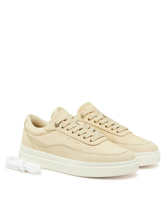 Tommy Hilfiger Laisvalaikio batai Tommy Hilfiger Modern Court Sneaker Nubuck FW0FW08462 Smėlio