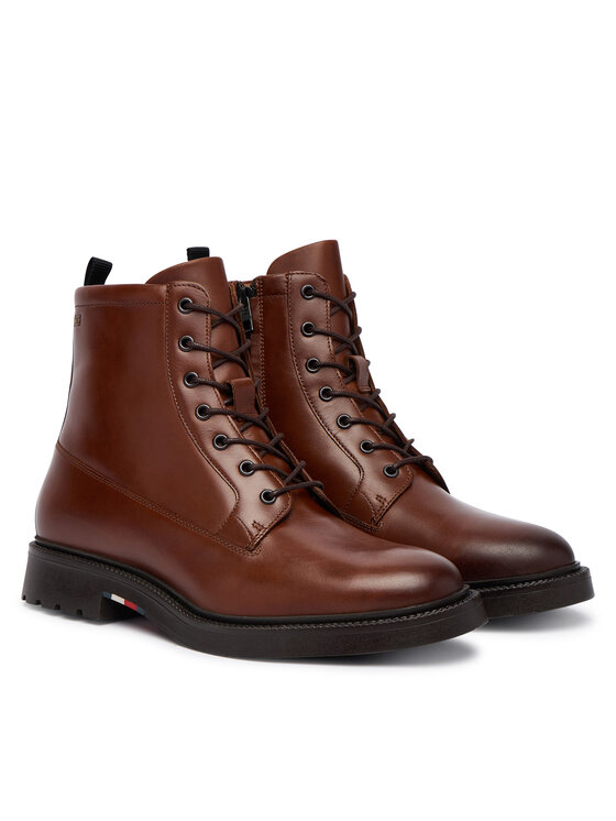 Tommy Hilfiger Μποτίνια Tommy Hilfiger Corporate Casual Lth Boot FM0FM06174 Καφέ