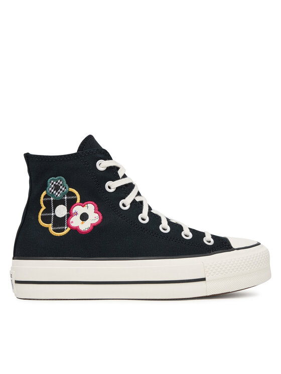 Converse Plátenky Converse Chuck Taylor All Star Lift Platform Floral Patchwork A15534C Čierna