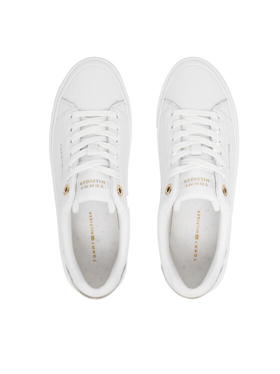 Tommy Hilfiger Snīkeri Tommy Hilfiger Th Foxing Platform Leather FW0FW09018 Balts