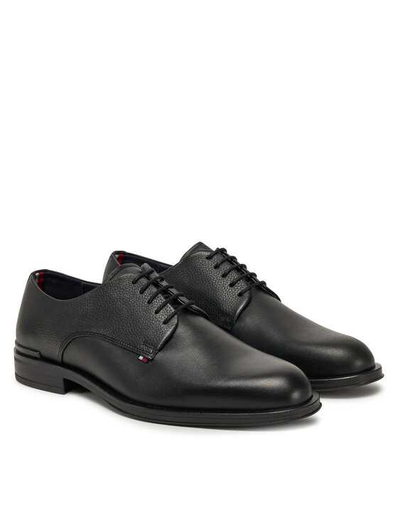 Tommy Hilfiger Polobotky Tommy Hilfiger Core Hilfiger Leather Shoe FM0FM05375 Černá