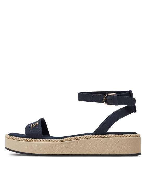 Tommy Hilfiger Sandali Tommy Hilfiger Linen Flatform FW0FW07748 Blu scuro