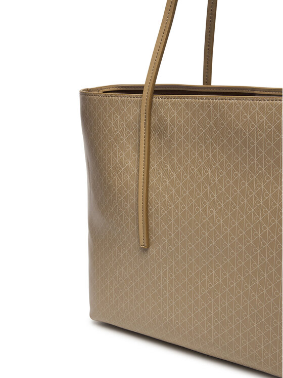 Calvin Klein Ročna torba Calvin Klein Emblem Aop Tote W/ Pouch LV04F3266G Bež