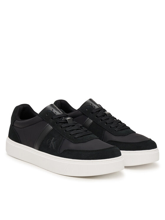 Calvin Klein Tenisice Calvin Klein Mixed Texture Lace Up Cupsole Trainers YM0YM01395 Crna