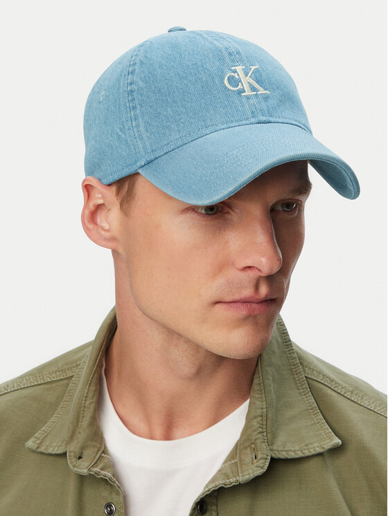 Calvin Klein Șapcă Calvin Klein Monogram Embroidery Denim Cap LV04G5003G Albastru