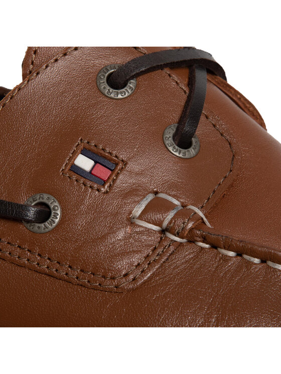 Tommy Hilfiger Pantofi Tommy Hilfiger Classic Leather Boatshoe FM0FM02735 Maro