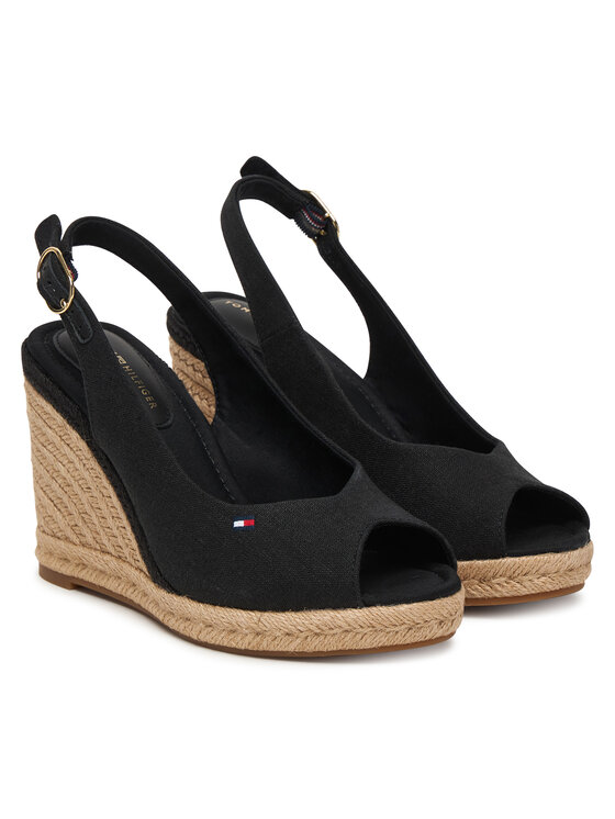 Tommy Hilfiger Espadrilky Tommy Hilfiger Flag High Wedge Espad Slingback FW0FW09343 Černá