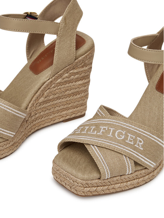Tommy Hilfiger Espadrilės Tommy Hilfiger Tommy Hilfiger Espad High Wedge FW0FW08668 Smėlio