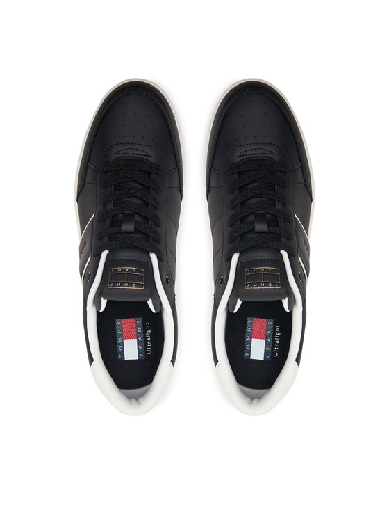 Tommy Jeans Sneakersy Tommy Jeans Lightweight Flag Leather Court EM0EM01758 Černá