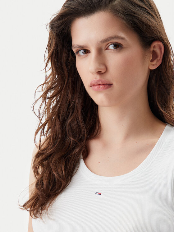 Tommy Jeans Tommy Jeans Top Essential DW0DW20673 Bijela Slim Fit