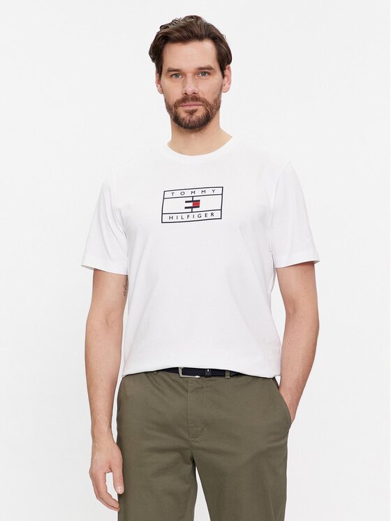 Tommy Hilfiger Tommy Hilfiger Marškinėliai Big Graphic MW0MW34204 Balta Regular Fit
