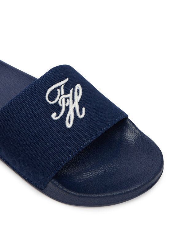 Tommy Hilfiger Klapki Tommy Hilfiger Th Script Pool Slide FW0FW09286 Niebieski