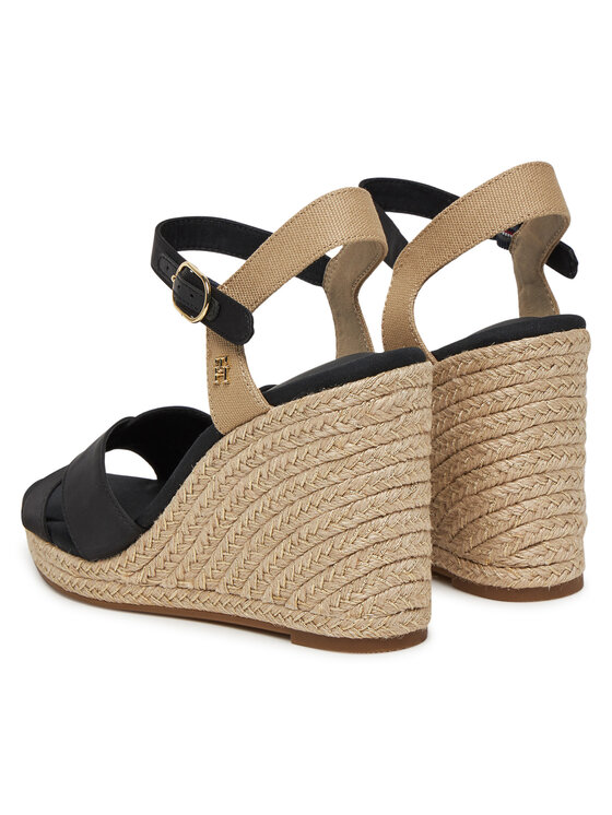 Tommy Hilfiger Espadrillas Tommy Hilfiger Satin High Wedge Espadrille FW0FW08602 Nero