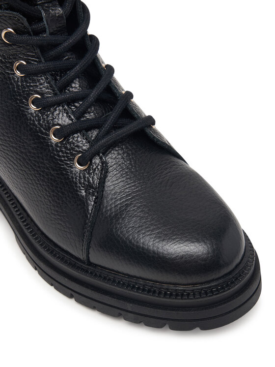 Tommy Hilfiger Μποτίνια Tommy Hilfiger Th Emboss Grain Leather Boot FW0FW09553 Μαύρο