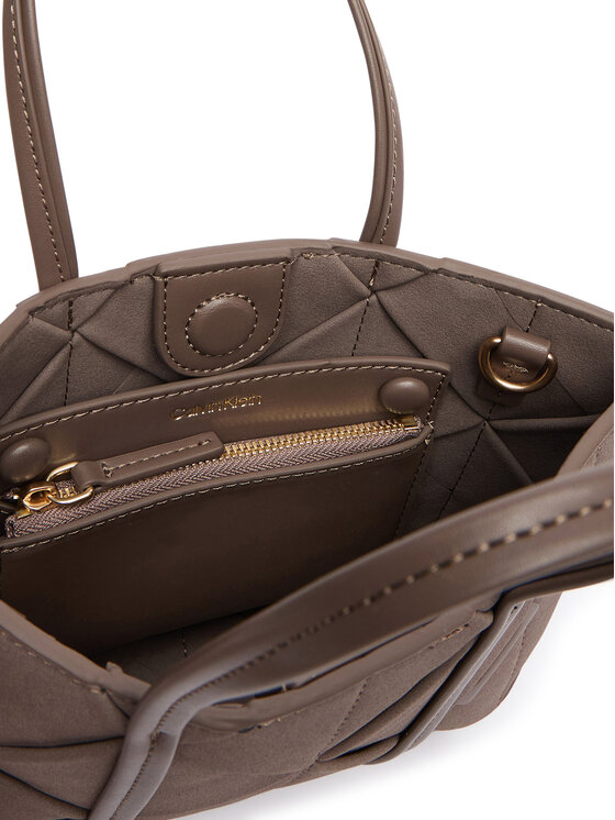 Calvin Klein Kabelka Calvin Klein Woven Sueded Mini Tote Crossbody LV04F3696G Hnědá