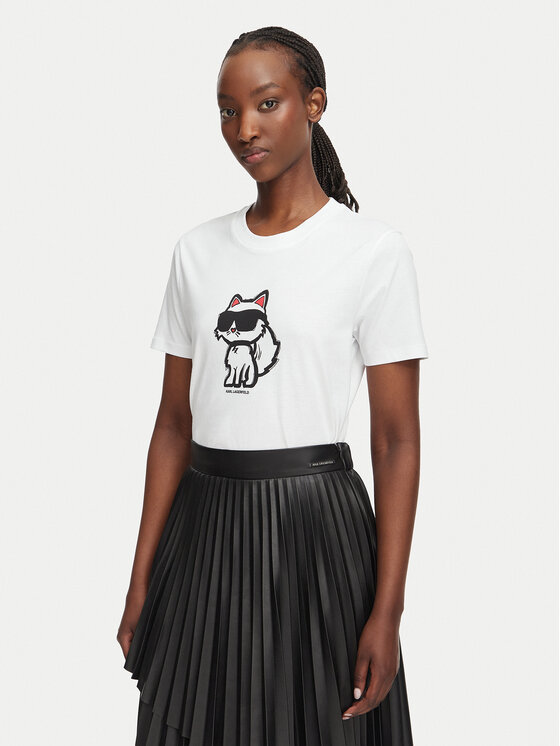 KARL LAGERFELD KARL LAGERFELD Camiseta Ikon Sketch Choupette A1W17128 Blanco Regular Fit