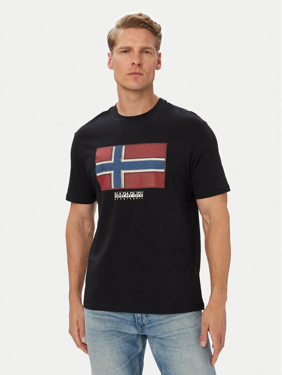 Napapijri Napapijri Camiseta S-Flag Tiki Ss NP0A8A6I9411 Negro Regular Fit
