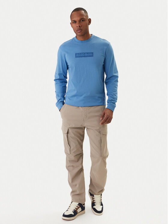 Napapijri Napapijri Longsleeve S-Box Logo NP0A8BC5 Голубий Regular Fit