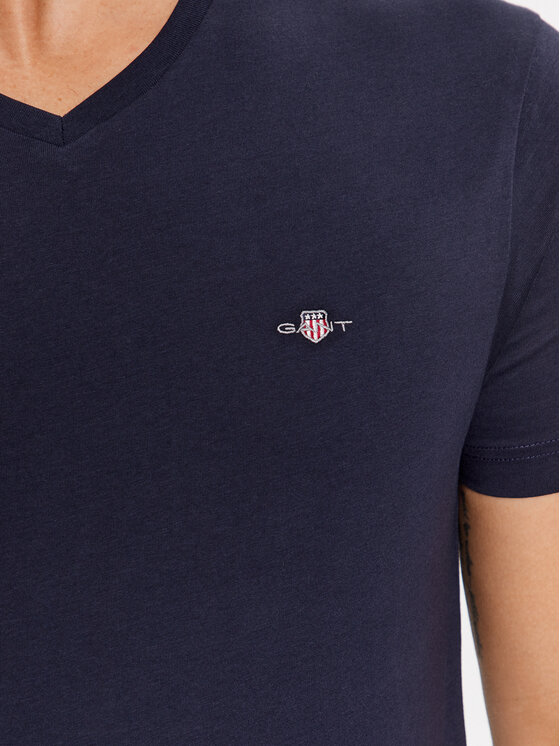 Gant Gant Majica Shield 2003186 Mornarsko modra Slim Fit