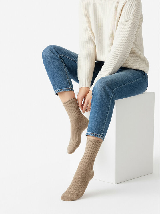 Nine West Dolge nogavice Nine West CEO_AS_NW_08_W_AW25 (2 PACK) Écru