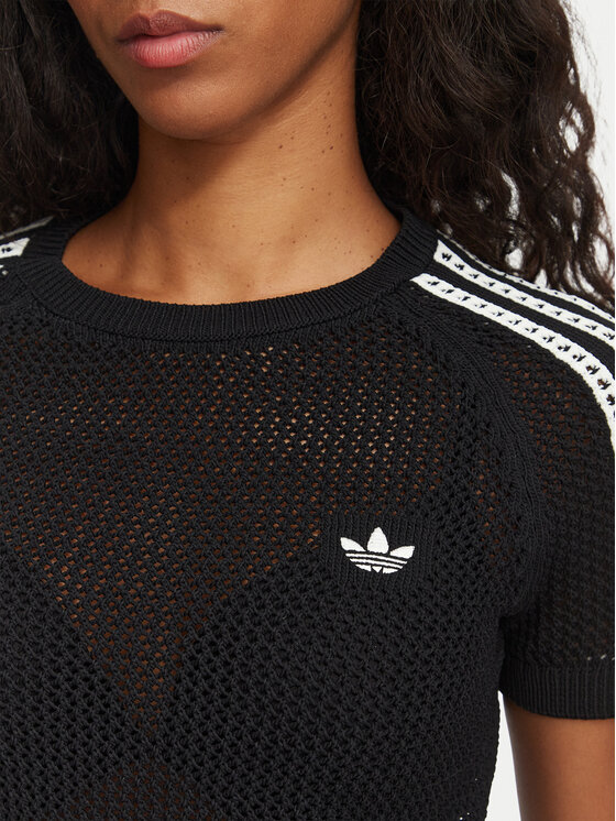 adidas adidas Футболка Knitted Crochet Tee KC6481 Чорний Regular Fit