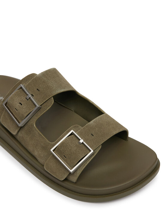 Calvin Klein Чехли Calvin Klein City Sandal Buckle Suede HW0HW03130 Зелен