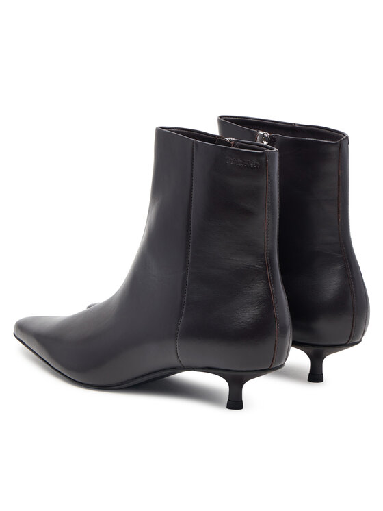 Calvin Klein Боти Calvin Klein Kitten Heel Ankle Boot Lth HW0HW03165 Тъмнокафяв
